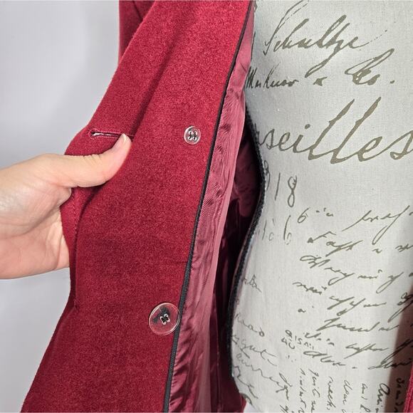 METAPHOR Womens Red Hooded Winter Coat Size M Button Front Fully Lined Pockets M - Picture 10 of 13